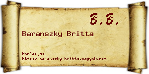 Baranszky Britta névjegykártya